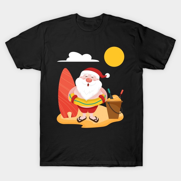 Christmas In July Funny Santa Summer Trip Vacation Mode T-Shirt by AE Desings Digital